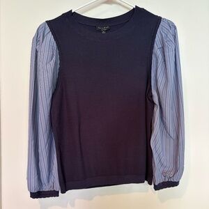 Blue combo sweater with blouse sleeves
